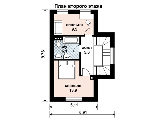 Проект дома ГБ-078 – план второго этажа